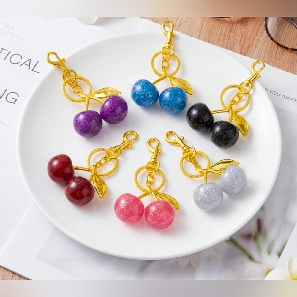2 High Quality Cherry Charm/Keychain In Premium Resin/Metal - Picture 11 of 13